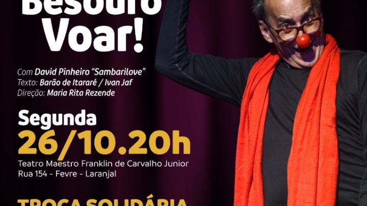 “É o Otimismo que Faz o Besouro Voar” com David Pinheiro em Volta Redonda com ingressos solidários
