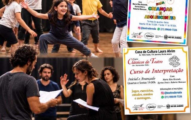 Teatro de Roda mantém tradição de formação teatral com cursos para crianças, jovens e adultos em Ipanema