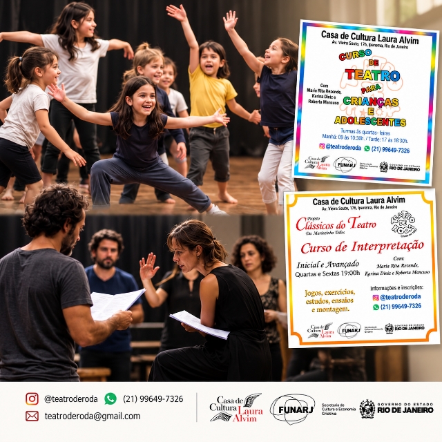 Teatro de Roda mantém tradição de formação teatral com cursos para crianças, jovens e adultos em Ipanema